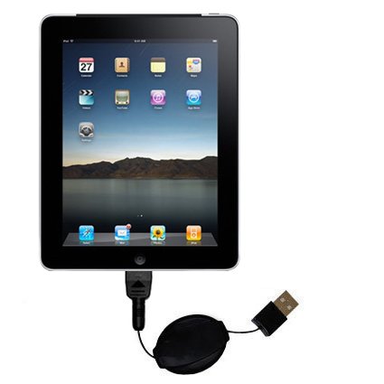 Einziehbares USB Kabel für Apple iPad 3G Tablet Computer mit Hot Sync und aufladen Einsatzmöglichkeiten – von Gomadic mit TipExchange Technology