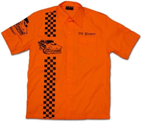 Chaquetero Original Men's V8 Power American Muscle Car Worker Shirt Orange 3xl