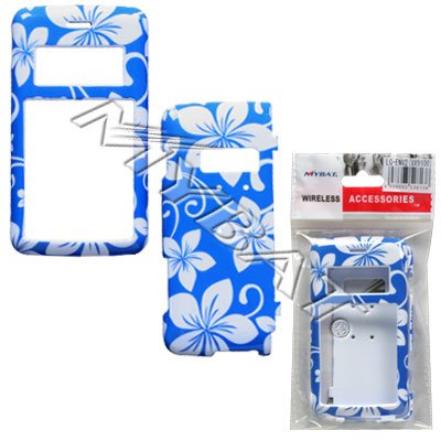 Blue with Hawaii Flowers Design Snap-On Cover Case Cell Phone Protector for LG enV2 VX-9100 VX9100