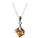 Sterling Silver Honey Amber Cubical Pendant, 18