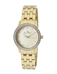 Lucien Piccard Womens 11696-YG-10 Monte Velan Beige Textured Dial Gold Ion-Plated Stainless Steel Watch