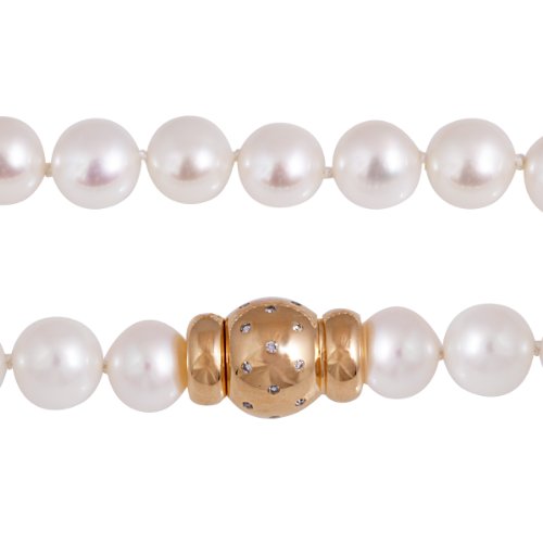 Bella Donna Damen Perlencollier 333/000 Gelb-Gold 24 Diamanten S&uuml;&szlig;wasserzucht-Perlen wei&szlig;  Preisvergleich