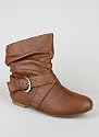 Slouchy Buckled Leatherette Ankle Boot