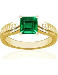 18K Yellow Gold Princess Cut Emerald Solitaire Ring