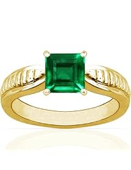 14K Yellow Gold Princess Cut Emerald Solitaire Ring