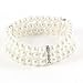 Ladies 3 Rows Faux Pearls Accent Off White Stretch Wrist Bracelet Jewelry
