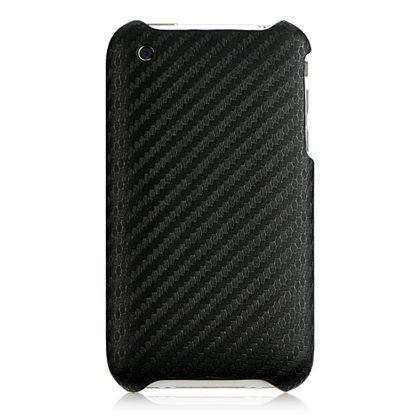 Premium Executive Series Black Hard Crystal Carbon Fiber Fabric Snap-on Case for Apple iPhone 3G, 3GS 3G-S – Back Only