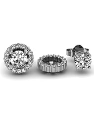 0.30 Carat (ctw) 14k White Gold Round White Diamond Cluster Style Removable Jackets for Stud Earrings 1/3 CT