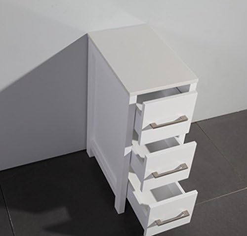 12 Inch White Solid Oak Wood Modern Bathroom Linen Storage Cabinet