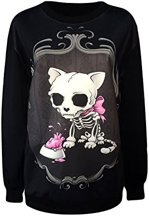 ERLKING Women's Punk Rock Skull Printing Skeleton Sweatshirts