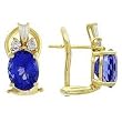 14K Yellow Gold Tanzanite and Diamond Earrings