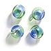Hand Blown Glass Lampwork Round Beads 20mm Blue Green Swirl (4) Image