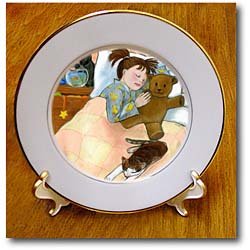 child sleeping child sleeping fish tank bed cat pastels soft bedroom girl cats soothing - 8 Inch Porcelain Plate