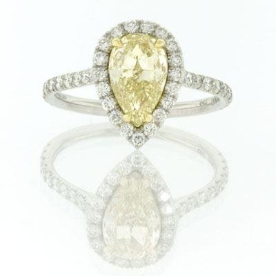 2.21ct Fancy Yellow Pear Shape Diamond Engagement 