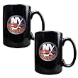 New York Islanders 2pc Black Ceramic Mug Set - Primary Logo NHL Hockey