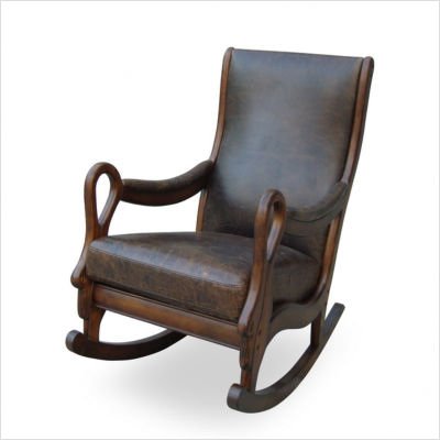 Newton Distressed Leather Rocking Chair in Brown