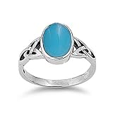 Rhodium Plated Sterling Silver Wedding & Engagement Ring Turquoise Celtic Ring 8MM ( Size 5 to 9)