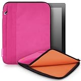 CaseCrown Faux Suede Zip Sleeve Case (Fuchsia) for Samsung Galaxy Tab 10.1