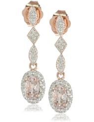 10k Rose Gold Morganite and Diamond Earrings (0.006 cttw GH, Color, I2-I3 Clarity)