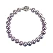 Lavender 6-7mm AAA Cultured Pearl Bracelet w. Platinum Overlay CAREFREE Sterling Silver Rose Clasp 7" (LS1R2)