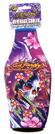 Don Ed Hardy Tattoo Zipper Bottle Koozie Cooler NEW 5