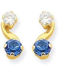 MadiK® 14K Yellow Gold Synthetic Sapphire September Birthstone Post Earrings