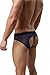 Barsty Men's Sexy Buttocks Thong Hollow-Out Thong Elastic Smooth Bikini Topt XL BlueXL/US L