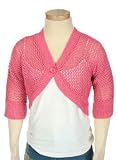 Girls' Single Button Shrug with Metallic Threading