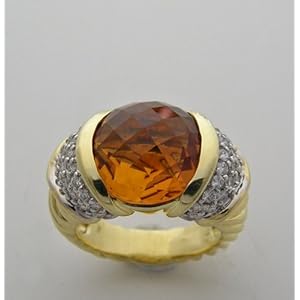 David Yurman 18k Yellow Gold Citrine And Diamond Estate Ring