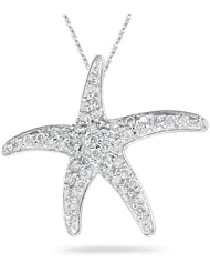 0.56 Cts Diamond Starfish Pendant in 14K White Gold