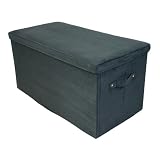 Yu Shan Folding Storage Bench Microsuede, Black
