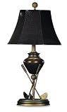 26.5 on the Greens Golf Table Lamp Feauturing 3 Golf Clubs and a Dark Chocolate Faux Crocodile Shade