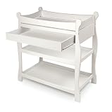 White Sleigh Style Changing Table w/Drawer