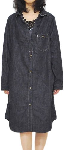 Johnbull(ジョンブル) 綿麻デニム クラシック シャツドレス AW624