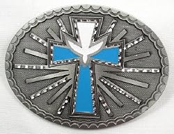 Holy Spirit Turquoise Cross w/ White Dove Buckle