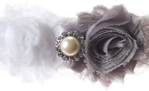 Gray and White Shabby Flower Wedding Garter Set