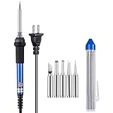 BlueFire 110V 60W 電子工作用はんだこて 温度調節可能 200℃～450℃ 5個交換用コテ先付