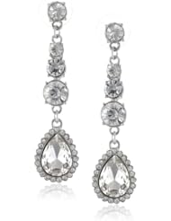 Roman Bride Clear Crystal Shaped Teardrop Earrings