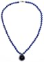 14k Yellow Gold 6mm Lapis Lazuli Bead and Black Onyx Drop Pendant, 17"