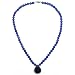 14k Yellow Gold 6mm Lapis Lazuli Bead and Black Onyx Drop Pendant, 17"