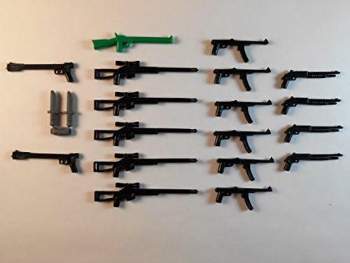 OnQbricks Guns for Lego Minifigures. Lot of 20. New!! Sniper rifle shotgun Star wars Knifes Batman Weapons