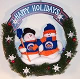 NEW YORK METS MLB Baseball SNOWMAN Holiday CHRISTMAS WREATH