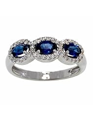 14K White Gold Sapphire and Diamond Ring -- LIFETIME WARRANTY