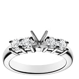 18k White Gold Prong-Set Engagement Ring Setting with Round Sidestones (5/8 cttw)