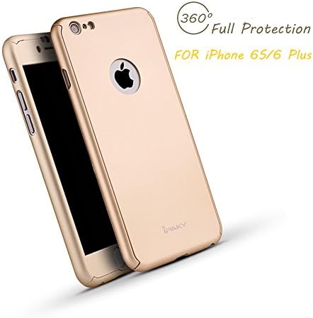 iPhone 6S Plus Case, IPAKY 360 Degree All-round Protective Slim Fit Case LOGO Hollow Design Cover with Tempered Glass Screen Protector Skin for Apple iPhone 6/6S Plus 5.5 inch (Gold)