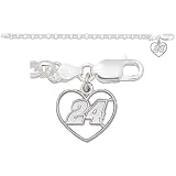 LogoArt Jeff Gordon Sterling Silver 6mm Rollo Bracelet with Heart Charm