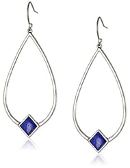 Lucky Brand "Frozen Lake" Silver and Lapis Oblong Hoop Earrings