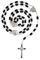 St. Benedict Black Rectangular Beaded Rosary - 26in. Rosary Necklace Length - 31in. Overall Length