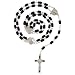 St. Benedict Black Rectangular Beaded Rosary - 26in. Rosary Necklace Length - 31in. Overall Length