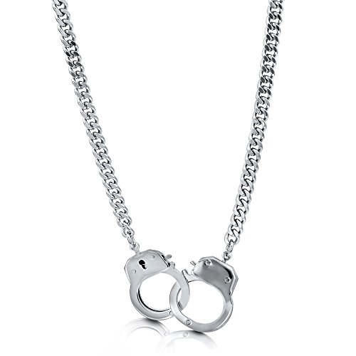 BERRICLE Silver-Tone Handcuffs Chain Necklace 19